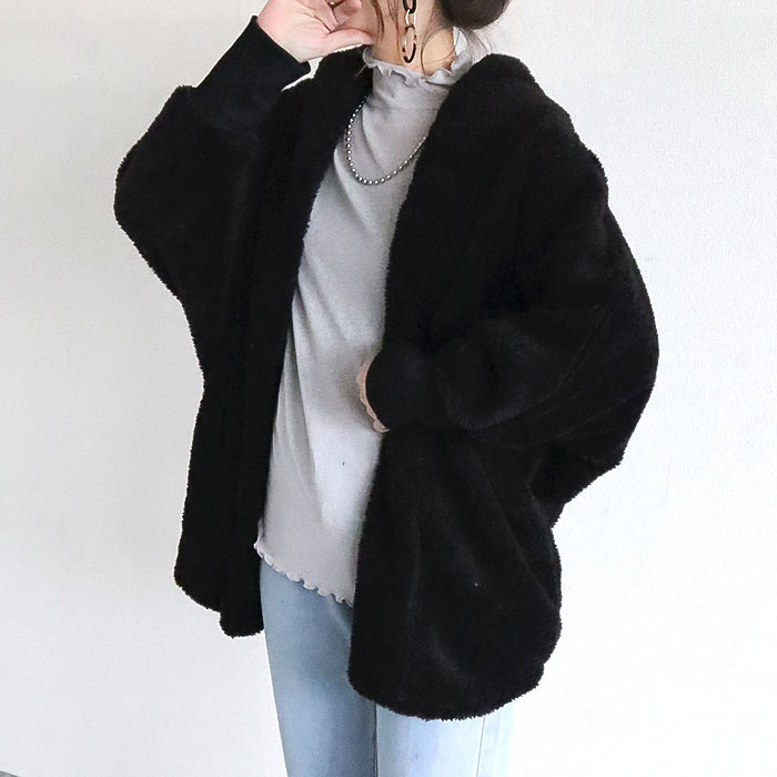 アウター レディース 秋 冬 ボア 暖か ゆったり フード　長袖　羽織　ドルマン 極暖^jk220^ | uricca | 01