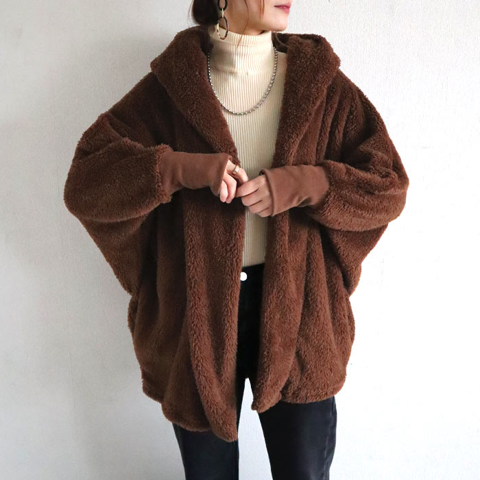 アウター レディース 秋 冬 ボア 暖か ゆったり フード　長袖　羽織　ドルマン 極暖^jk220^ | uricca | 02