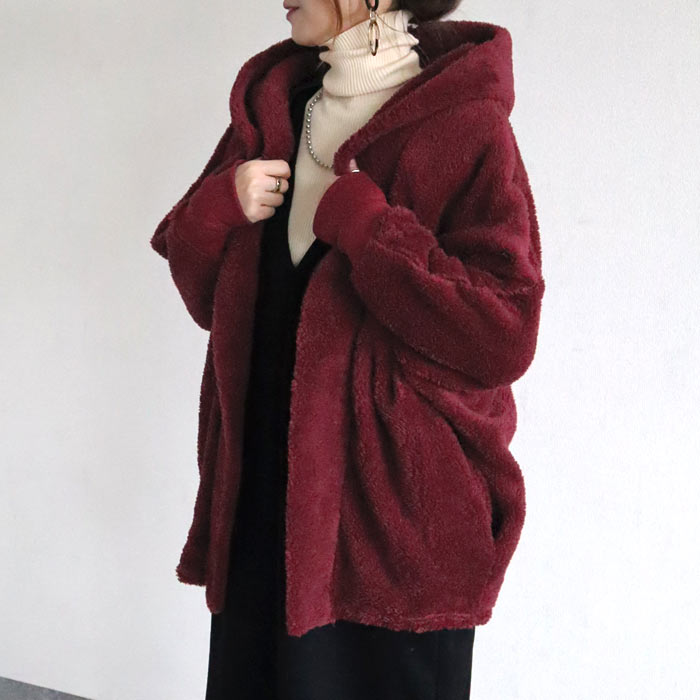 アウター レディース 秋 冬 ボア 暖か ゆったり フード　長袖　羽織　ドルマン 極暖^jk220^ | uricca | 05