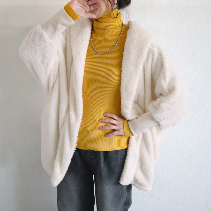 アウター レディース 秋 冬 ボア 暖か ゆったり フード　長袖　羽織　ドルマン 極暖^jk220^ | uricca | 06