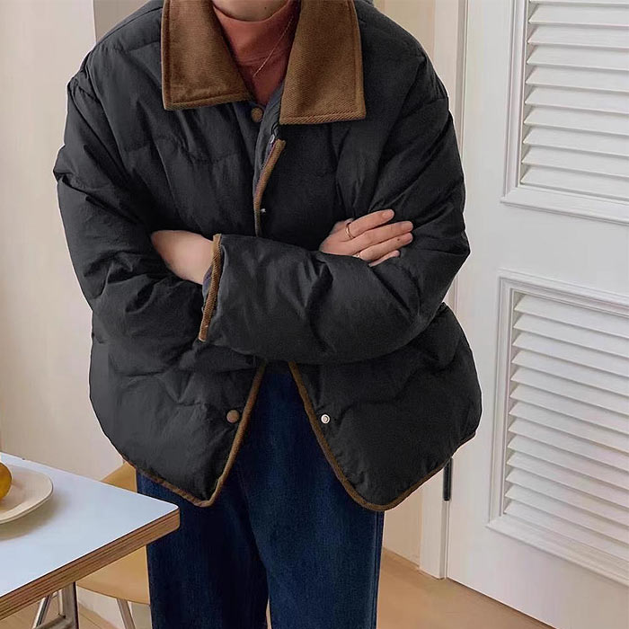 アウター レディース コート 中綿ジャケット 冬 白 黒 ショート丈 軽量 バイカラー 切り替えデザイン 保温 あったか^jk221^ | uricca | 01