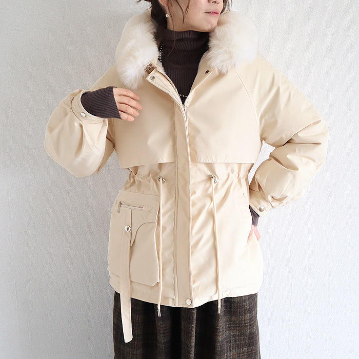 アウター レディース ジャケット コート 秋 冬 白 黒 裏起毛 フード付き パーカージャケット あったか 大きめファー きれいめ かわいい 極暖 ^jk222^ | uricca | 04