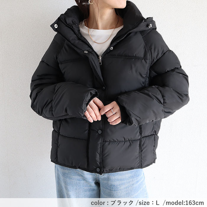 アウター レディース ジャケット コート ダウン 中綿入り 極暖 保温 あったか 秋 冬 白 黒 フード付き あったか きれいめ かわいい シンプル[宅配]^jk223^ | uricca | 22