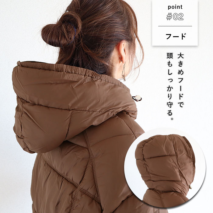 アウター レディース ジャケット コート ダウン 中綿入り 極暖 保温 あったか 秋 冬 白 黒 フード付き あったか きれいめ かわいい シンプル[宅配]^jk223^ | uricca | 06