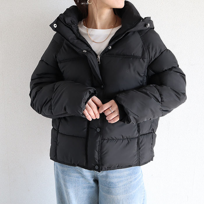 アウター レディース ジャケット コート ダウン 中綿入り 極暖 保温 あったか 秋 冬 白 黒 フード付き あったか きれいめ かわいい シンプル[宅配]^jk223^ | uricca | 01