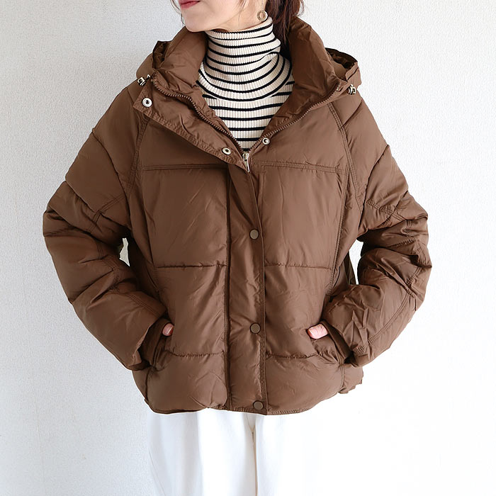 アウター レディース ジャケット コート ダウン 中綿入り 極暖 保温 あったか 秋 冬 白 黒 フード付き あったか きれいめ かわいい シンプル[宅配]^jk223^ | uricca | 03