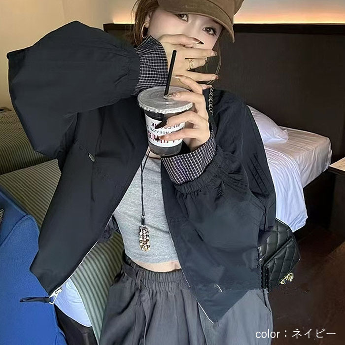 ブルゾン レディース アウター 秋冬 チェック柄 ジャケット 長袖 ゆったり 大きめ オーバーサイズ 大人カジュアル 体型カバー [郵3]^jk224^ | uricca | 08
