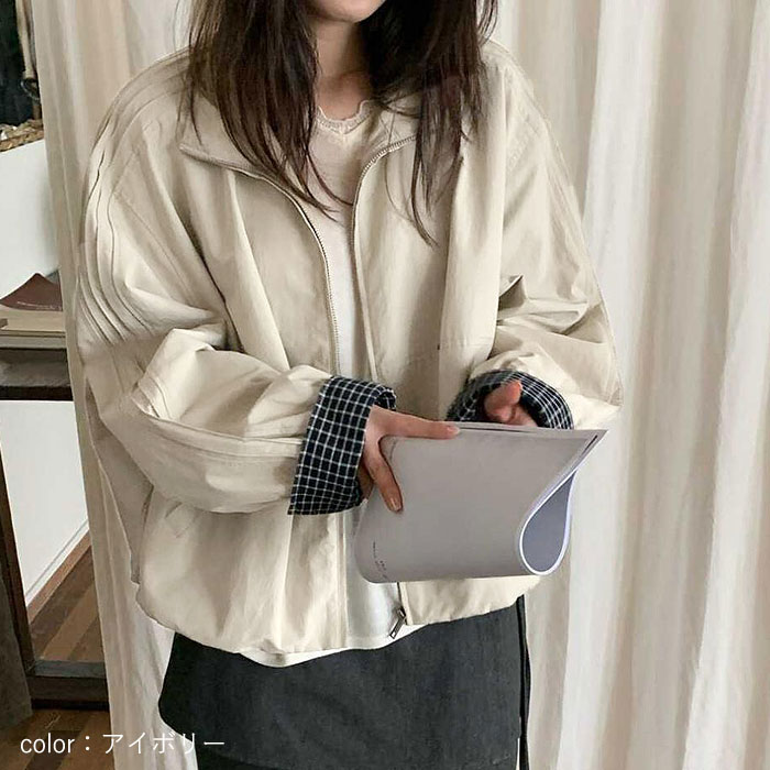 ブルゾン レディース アウター 秋冬 チェック柄 ジャケット 長袖 ゆったり 大きめ オーバーサイズ 大人カジュアル 体型カバー [郵3]^jk224^ | uricca | 09