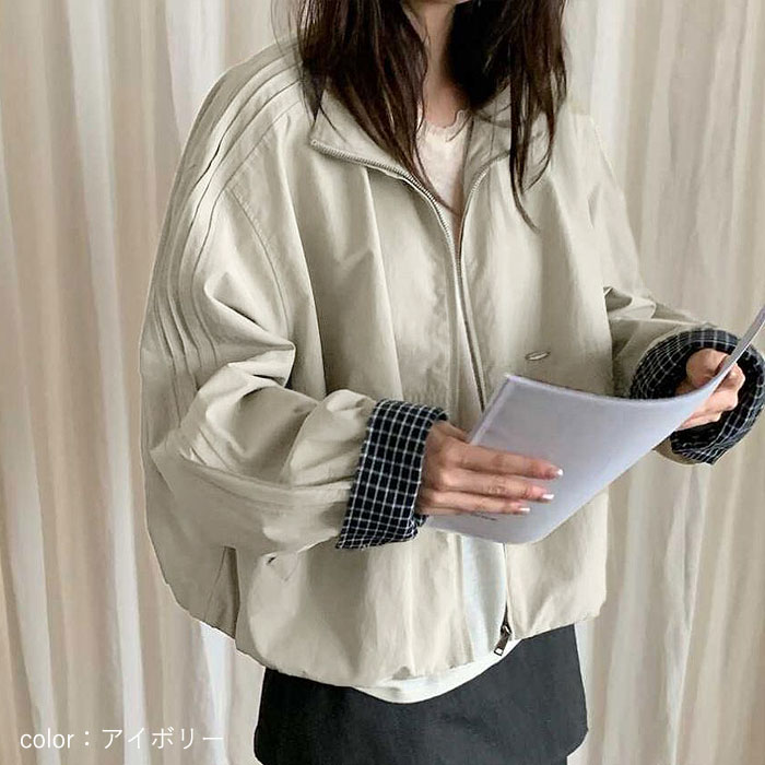 ブルゾン レディース アウター 秋冬 チェック柄 ジャケット 長袖 ゆったり 大きめ オーバーサイズ 大人カジュアル 体型カバー [郵3]^jk224^ | uricca | 11