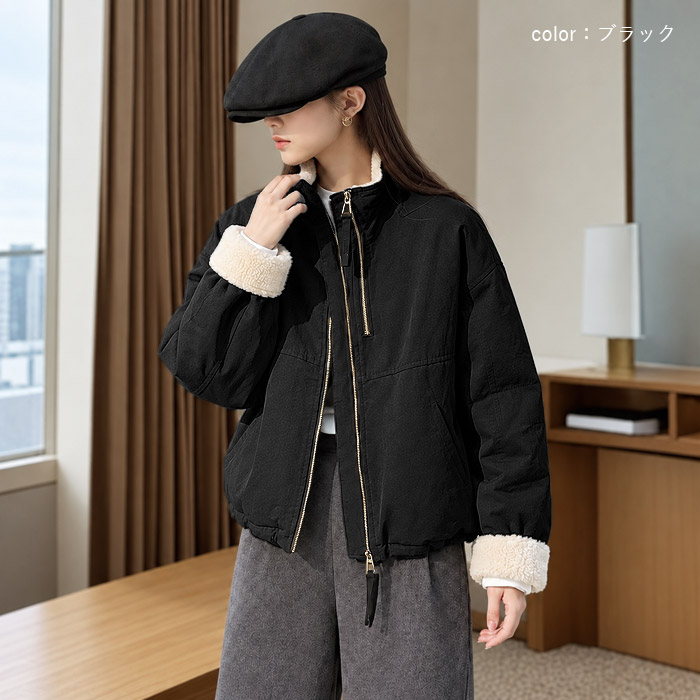 ボア ジャケット レディース 秋 冬 ブルゾン アウター ジップアップ ジャンパー 長袖 ゆったり 大きめ 極暖 暖か 防寒 保温 厚手 韓国 カジュアル [宅配]^jk226^ | uricca | 10