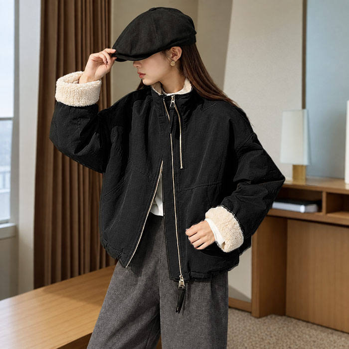 ボア ジャケット レディース 秋 冬 ブルゾン アウター ジップアップ ジャンパー 長袖 ゆったり 大きめ 極暖 暖か 防寒 保温 厚手 韓国 カジュアル [宅配]^jk226^ | uricca | 01