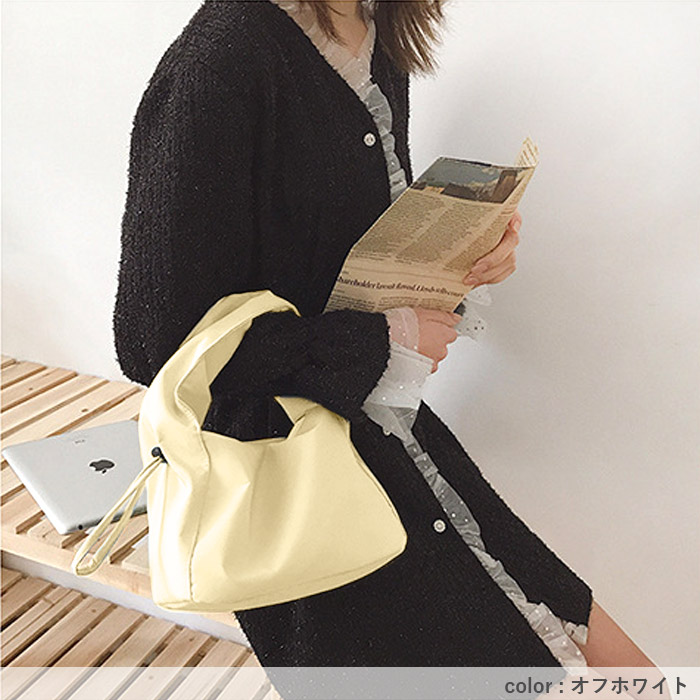 ハンドバッグ バッグ レディース 小さめ ドローコード 調整可能 カバン 鞄 おしゃれ 春 夏 白 黒 おしゃれ 無地 送料無料 [郵2]^ka-207^ | uricca | 25