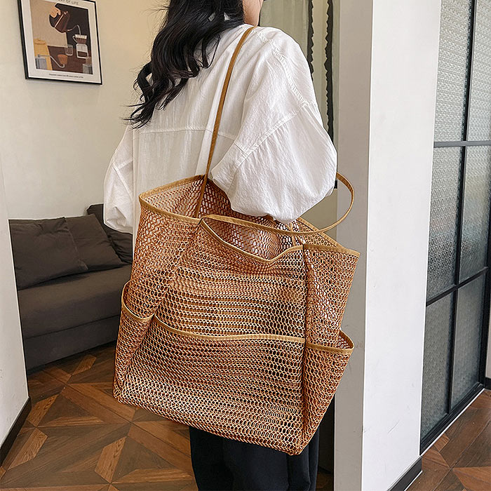 バッグ レディース メッシュバッグ トートバッグ かばん 大容量 春 夏 黒 白 おしゃれ シンプル プールバッグ[郵2]^ka-209^ | uricca | 02