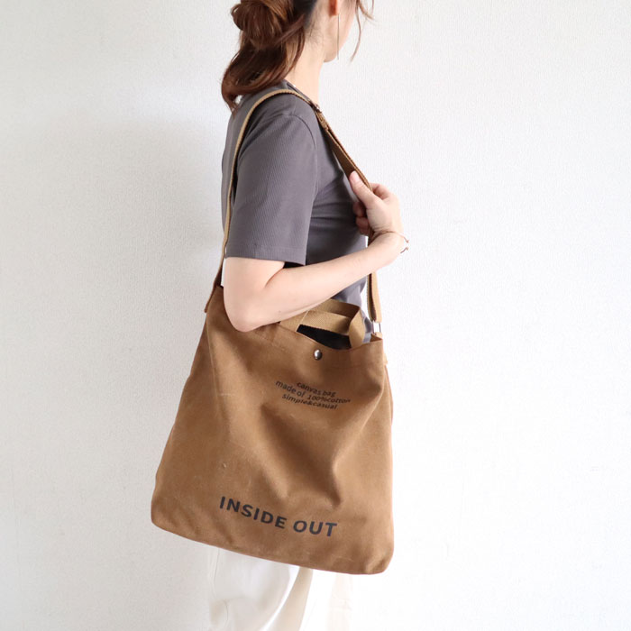 鞄 レディース ショルダーバッグ キャンバスバッグ 2WAY 黒 おしゃれ シンプル 肩掛け 斜め掛け 大容量 ロゴ[郵3]^ka-213^ | uricca | 04