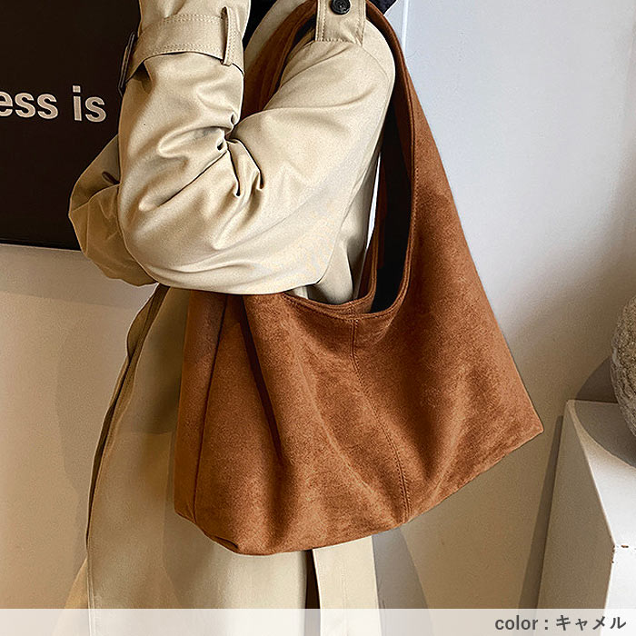 2792円 クーポンで！ 鞄 レディース ハンドバッグ スエード レザー 秋 冬 黒 おしゃれ シンプル 内ポケット 大容量 幅広持ち手 ボタン^ka-214^ | uricca | 17