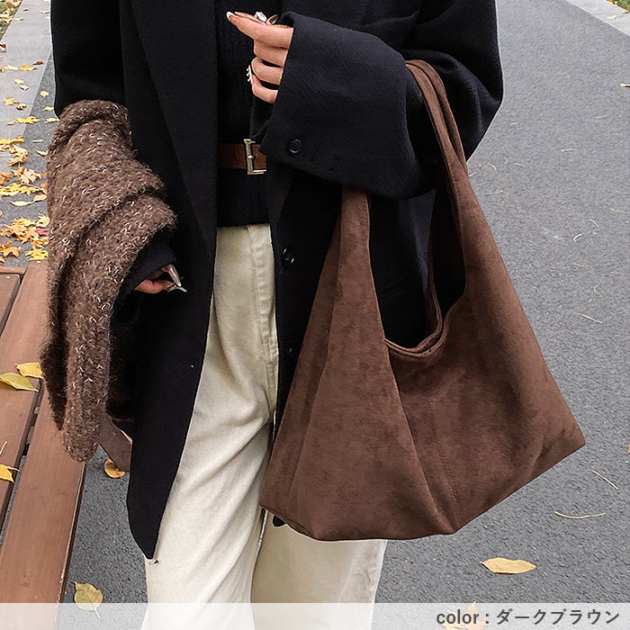 2792円 クーポンで！ 鞄 レディース ハンドバッグ スエード レザー 秋 冬 黒 おしゃれ シンプル 内ポケット 大容量 幅広持ち手 ボタン^ka-214^ | uricca | 18