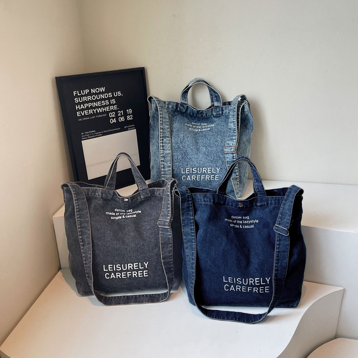 2392円 クーポンで！ トートバッグ ショルダーバッグ レディース おしゃれ かわいい 黒 ウォッシュデニム 斜めがけ 大容量 カジュアル 韓国風 [郵3]^ka-217^ | uricca | 14