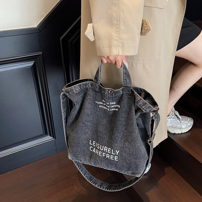 2392円 クーポンで！ トートバッグ ショルダーバッグ レディース おしゃれ かわいい 黒 ウォッシュデニム 斜めがけ 大容量 カジュアル 韓国風 [郵3]^ka-217^ | uricca | 03