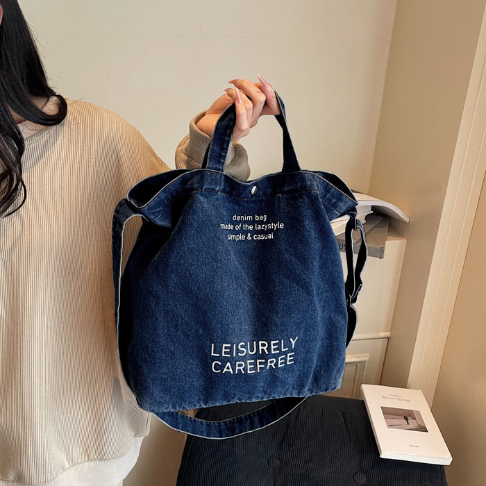 2392円 クーポンで！ トートバッグ ショルダーバッグ レディース おしゃれ かわいい 黒 ウォッシュデニム 斜めがけ 大容量 カジュアル 韓国風 [郵3]^ka-217^ | uricca | 01