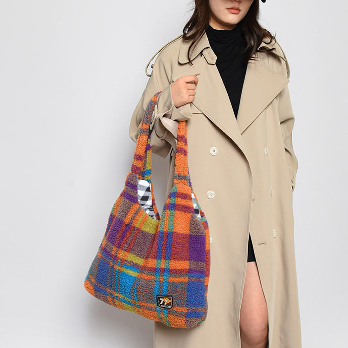 トートバッグ ワンショルダーバッグ レディース 秋 冬 かわいい チェック柄 シープボア 大容量 韓国風 [宅配]^ka-220^ | uricca | 01