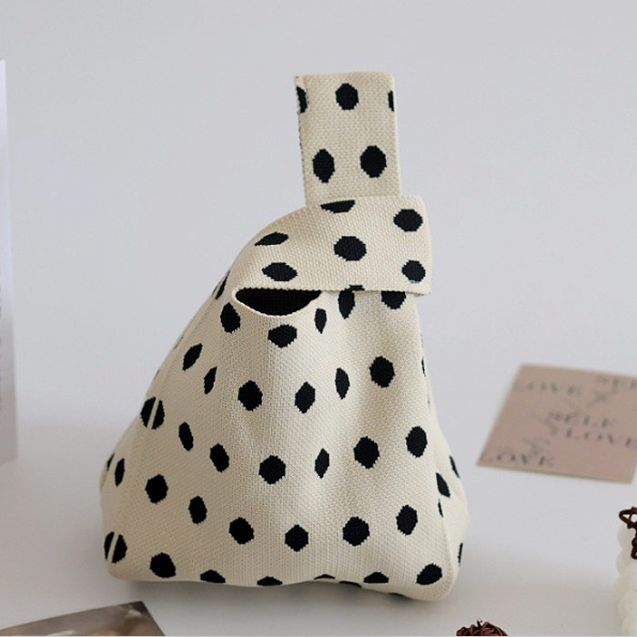 ニットバッグ バッグ ミニバッグ マルシェバッグ トートバッグ エコバッグ ハンドバッグ 小さめ 柄 黒 おしゃれ[郵1.5]^msz153^ | uricca | 20