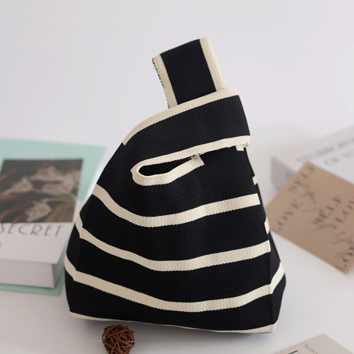 ニットバッグ バッグ ミニバッグ マルシェバッグ トートバッグ エコバッグ ハンドバッグ 小さめ 柄 黒 おしゃれ[郵1.5]^msz153^ | uricca | 22