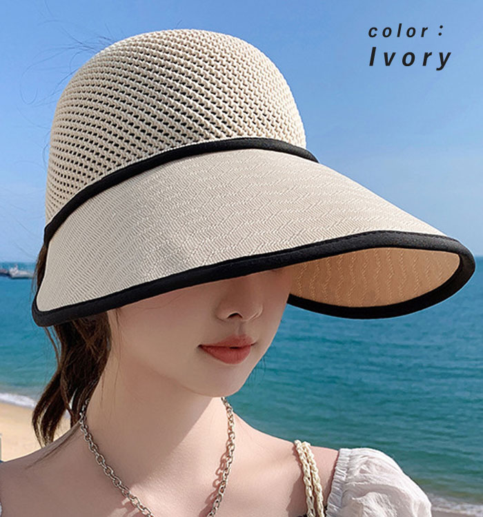 サンバイザー キャップ 帽子 レディース 春 夏 黒 おしゃれ UV 紫外線対策 日焼け対策 つば広 ポニーテール 深め [郵1.5]^msz161^ | uricca | 14