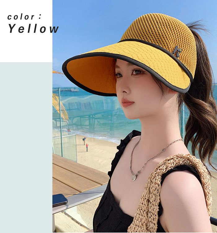 サンバイザー キャップ 帽子 レディース 春 夏 黒 おしゃれ UV 紫外線対策 日焼け対策 つば広 ポニーテール 深め [郵1.5]^msz161^ | uricca | 11
