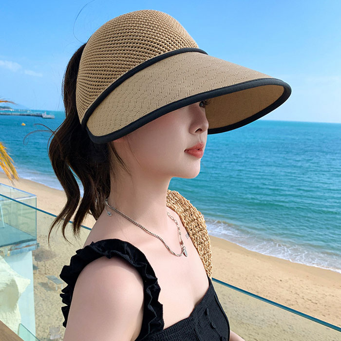 サンバイザー キャップ 帽子 レディース 春 夏 黒 おしゃれ UV 紫外線対策 日焼け対策 つば広 ポニーテール 深め [郵1.5]^msz161^ | uricca | 02