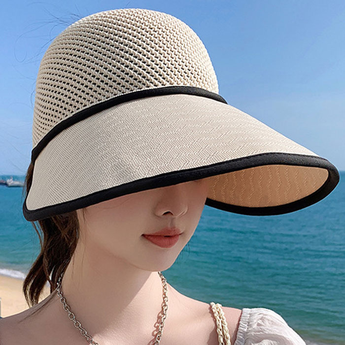 サンバイザー キャップ 帽子 レディース 春 夏 黒 おしゃれ UV 紫外線対策 日焼け対策 つば広 ポニーテール 深め [郵1.5]^msz161^ | uricca | 03