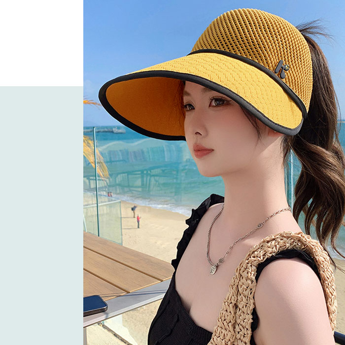 サンバイザー キャップ 帽子 レディース 春 夏 黒 おしゃれ UV 紫外線対策 日焼け対策 つば広 ポニーテール 深め [郵1.5]^msz161^ | uricca | 04
