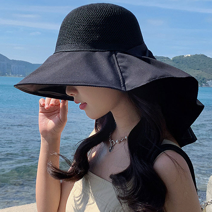 「1161円 特別クーポンで」 キャップ 帽子 レディース 春 夏 UV おしゃれ 紫外線対策 深め リボン つば広 無地 あご紐 [郵2]^msz165^ | uricca | 01