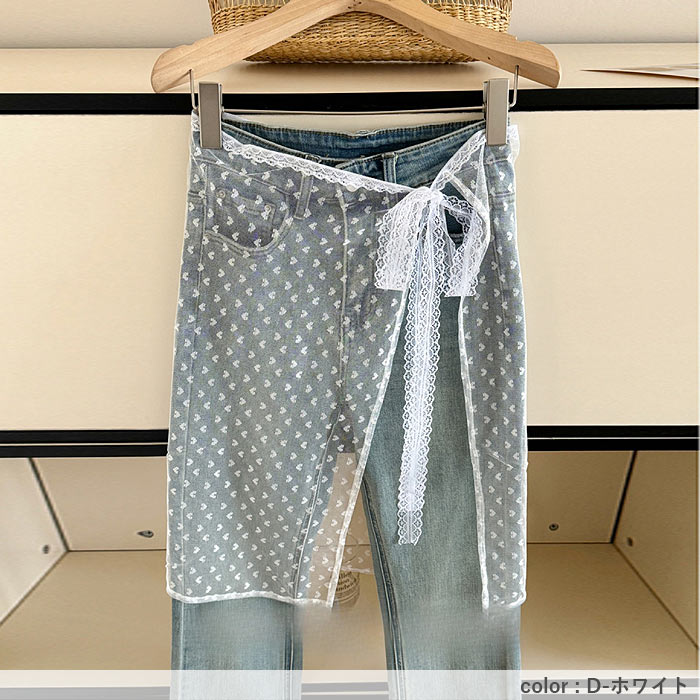 ラップスカート ボトムス レディース 春 夏 秋 冬 白 黒 おしゃれ かわいい シースルー レース 刺繍 付け裾 重ね着 [定形外]^msz169^ | uricca | 20