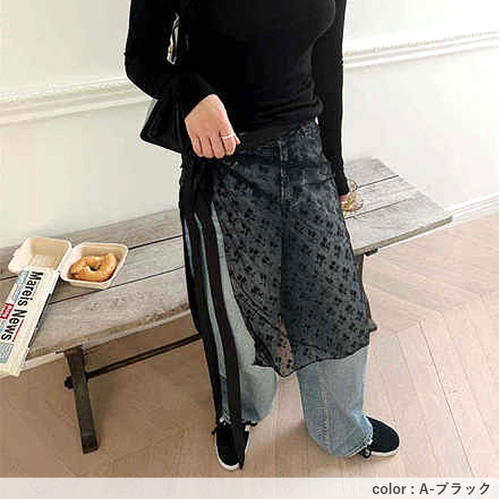 ラップスカート ボトムス レディース 春 夏 秋 冬 白 黒 おしゃれ かわいい シースルー レース 刺繍 付け裾 重ね着 [定形外]^msz169^ | uricca | 16