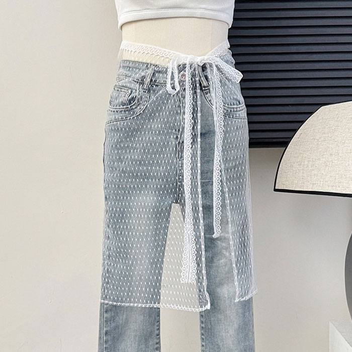 ラップスカート ボトムス レディース 春 夏 秋 冬 白 黒 おしゃれ かわいい シースルー レース 刺繍 付け裾 重ね着 [定形外]^msz169^ | uricca | 03