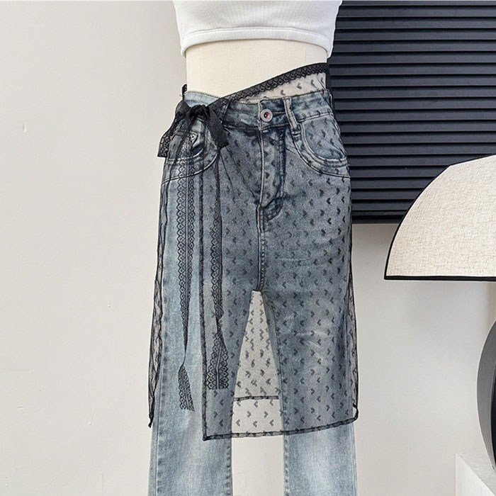 ラップスカート ボトムス レディース 春 夏 秋 冬 白 黒 おしゃれ かわいい シースルー レース 刺繍 付け裾 重ね着 [定形外]^msz169^ | uricca | 08