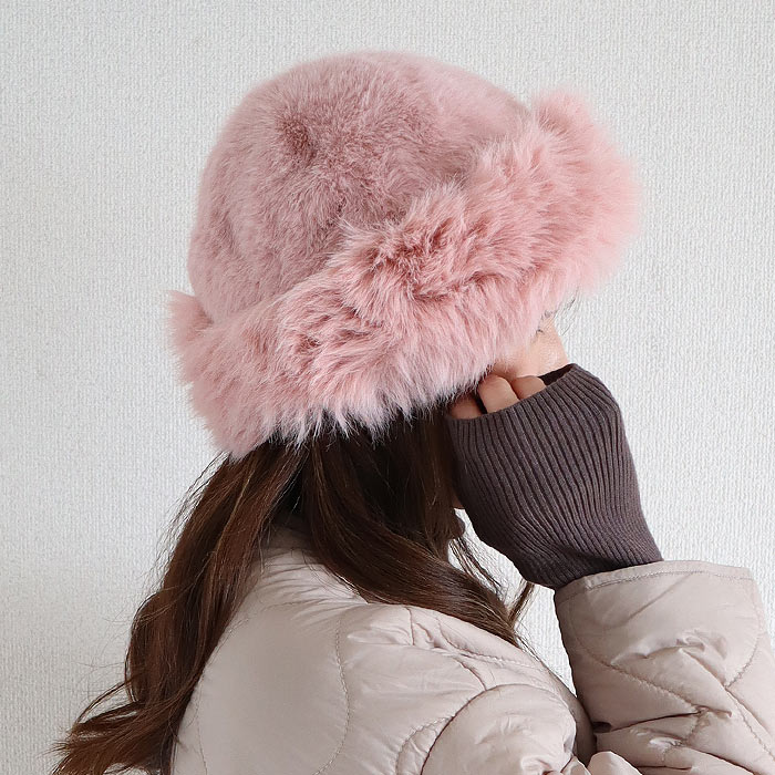 バケットハット 帽子 レディース 秋冬 あったか 防寒 ふわふわ 厚手 おしゃれ かわいい モンゴル風 フェイクファー[郵3]^msz174^ | uricca | 05