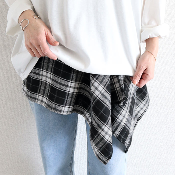 レディース 女性 巻き裾 付け裾 ラップスカート レイヤード 重ね着 黒 白 春 夏 秋 おしゃれ かわいい [定形外1]^msz175^ | uricca | 04