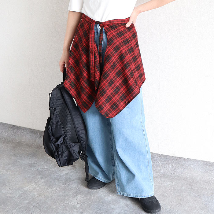 レディース 女性 巻き裾 付け裾 ラップスカート レイヤード 重ね着 黒 白 春 夏 秋 おしゃれ かわいい [定形外1]^msz175^ | uricca | 05