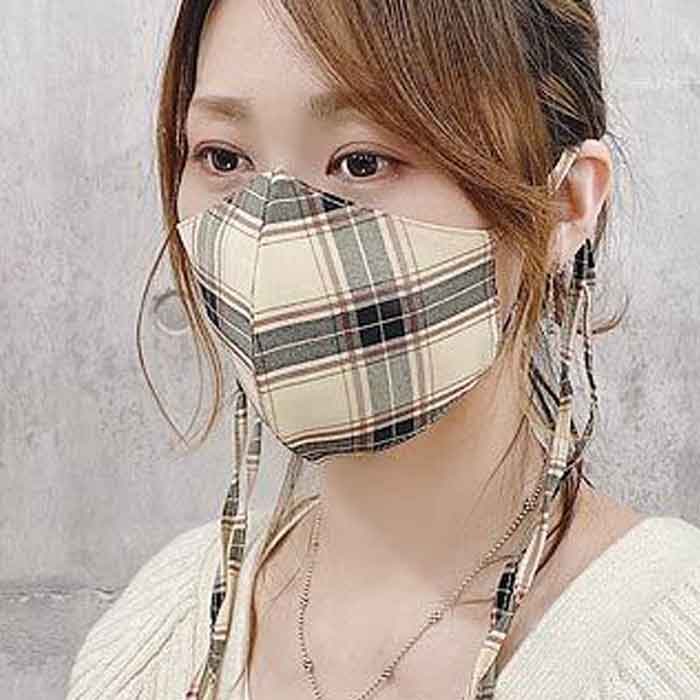 マスク チェック柄 マスクカバー 洗える 大人用 子供用 痛くない お洒落  [定形外1.5]^msz78^ |  | 02