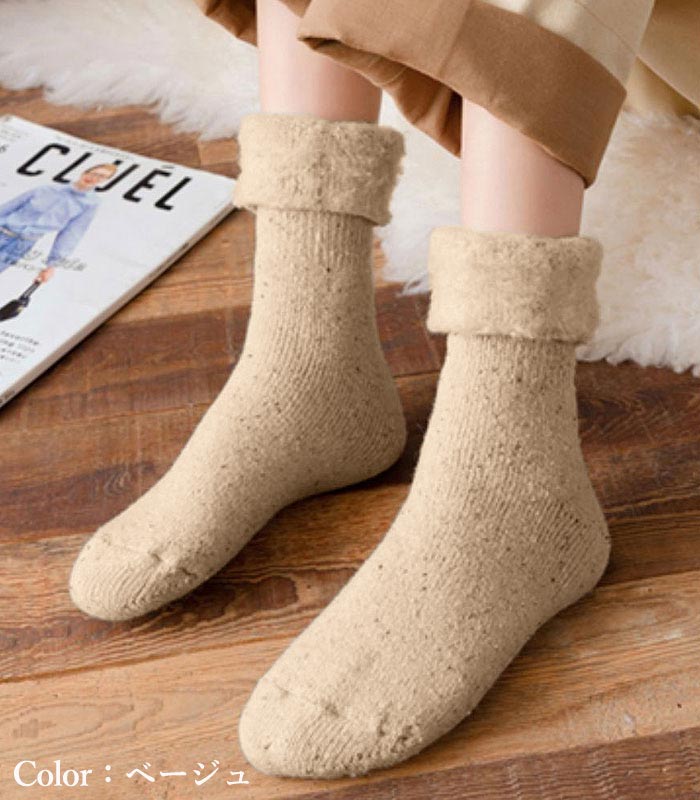 靴下 ソックス レディース 2枚セット 裏起毛 秋 冬 黒 おしゃれ かわいい ルームソックス ふわふわ もこもこ [郵3] ^msz84^ | uricca | 10