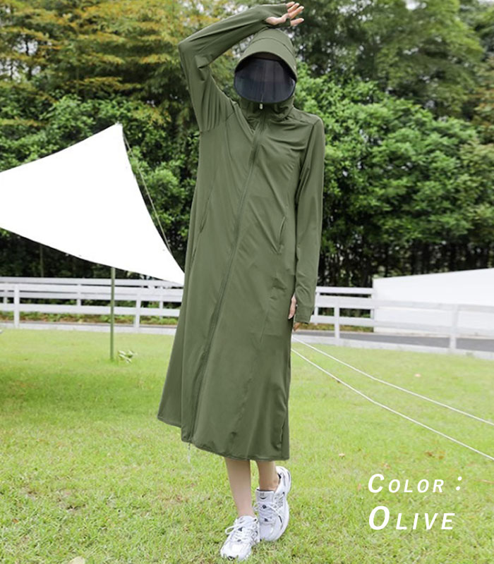 「2872円 特別クーポンで」 UVカット UV パーカー レディース 春 夏 冷感 涼しい サンバイザー ロング 日焼け防止 指穴 トップス (送料無料)^p050^ | uricca | 19