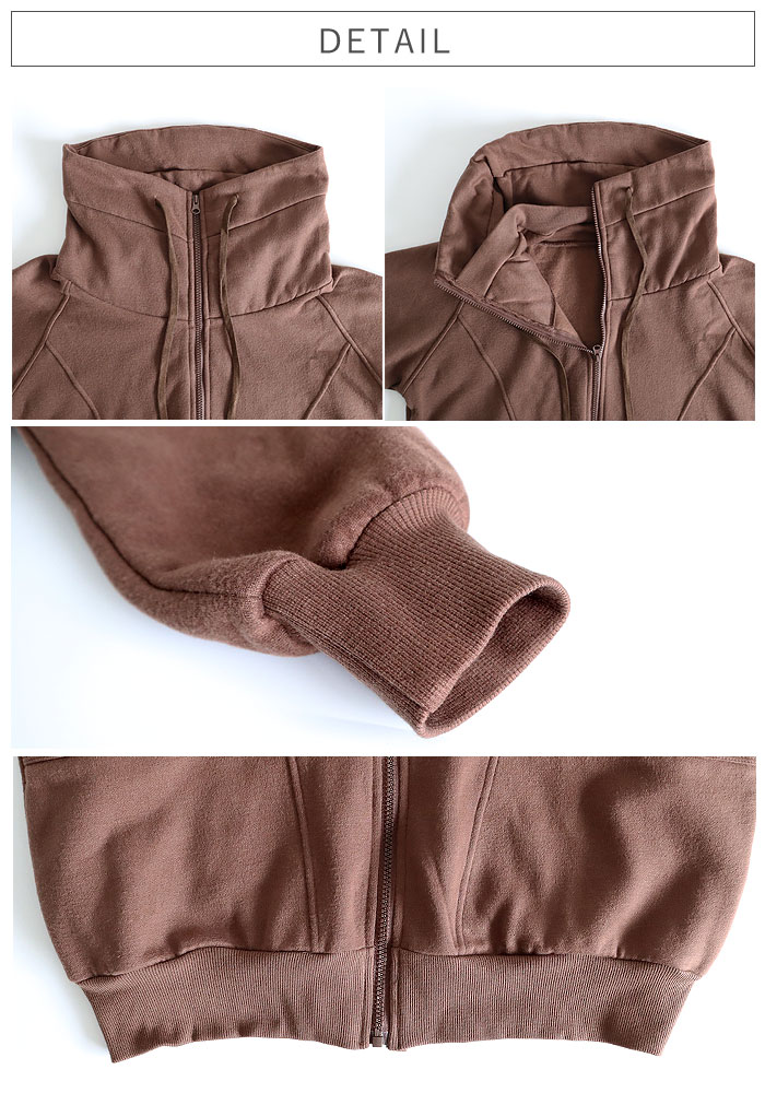 アウター レディース ジップパーカー 秋 冬 黒 おしゃれ 長袖 裏起毛 極暖 暖か ボリュームネック ハイネック タートルネック 羽織り^p053^ | uricca | 11