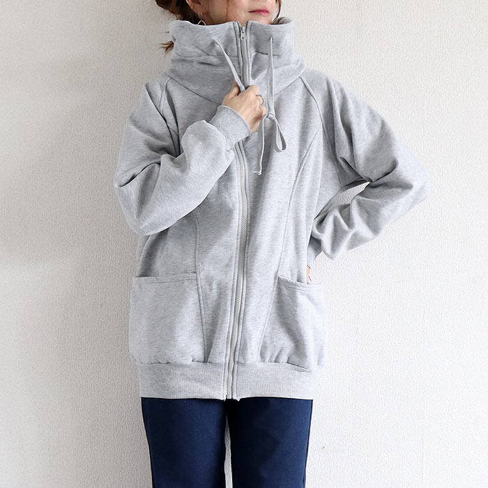 アウター レディース ジップパーカー 秋 冬 黒 おしゃれ 長袖 裏起毛 極暖 暖か ボリュームネック ハイネック タートルネック 羽織り^p053^ | uricca | 02