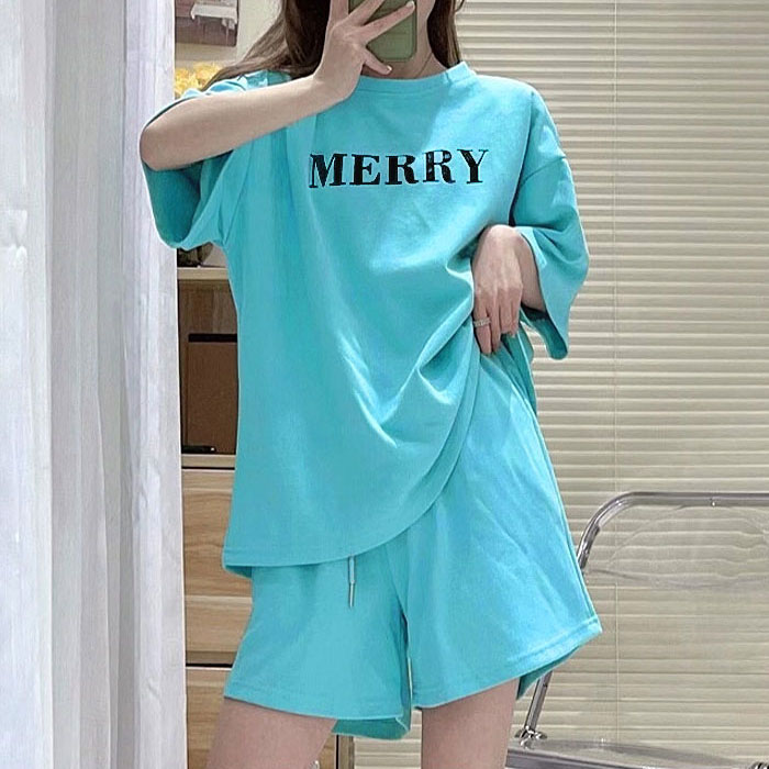 クーポンで1912円★ セットアップ レディース Tシャツ パンツ 半袖 春 夏 黒 上下セット ルームウェア ロゴ [郵3]^su075^ | uricca | 04