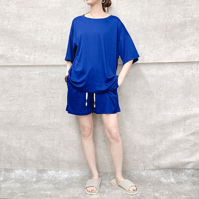 セットアップ パジャマ ルームウェア レディース 春 夏 黒 おしゃれ かわいい 上下セット ロング ショート 部屋着 [郵3]^su077^ | uricca | 08