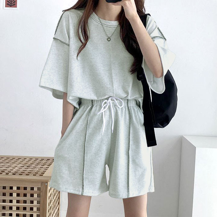 セットアップ レディース 春 夏 黒 上下セット Tシャツ 半袖 パンツ ルームウェア 部屋着 [郵3]^su080^ | uricca | 03