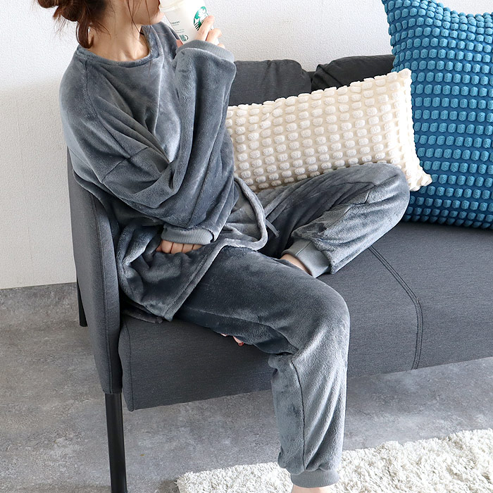 gelatopiqueグレー Vネック フリース パジャマ 上下セット gelatopiqueグレー Vネック フリース パジャマ 上下セット gelato