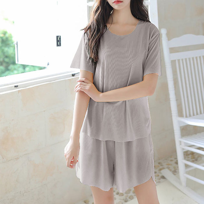 ルームウェア レディース 上下セット 3点セット セットアップ 部屋着 春 夏 黒 半袖 無地 おしゃれ かわいい ロング [郵3]^su087^ | uricca | 02