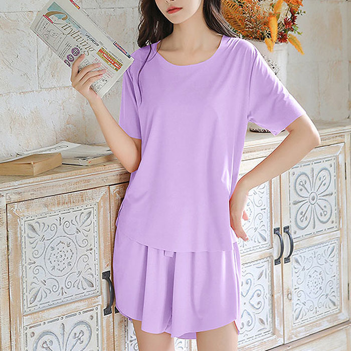 ルームウェア レディース 上下セット 3点セット セットアップ 部屋着 春 夏 黒 半袖 無地 おしゃれ かわいい ロング [郵3]^su087^ | uricca | 04